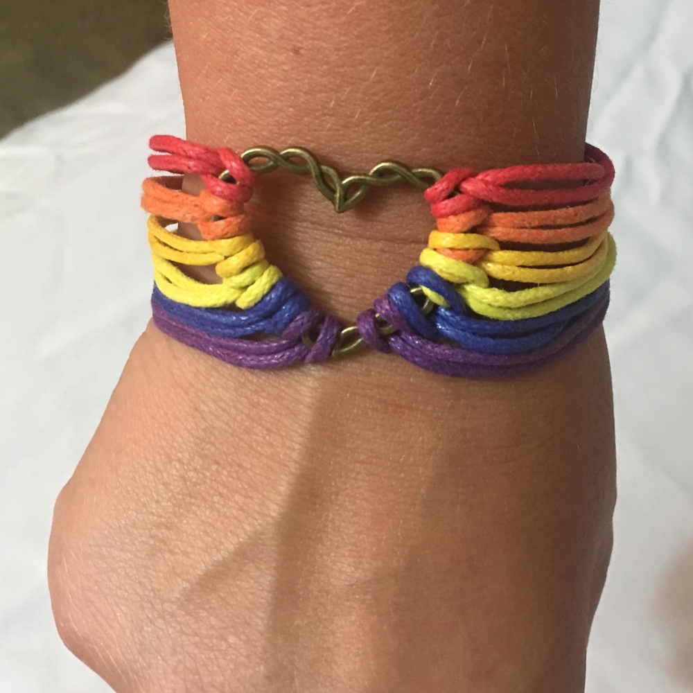 2 - PRIDE LGBT Rainbow Heart Bracelet YOU GET TWO!